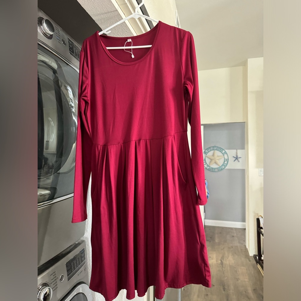 Maroon amazon dress.